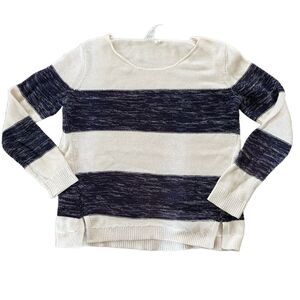 GAP Sweater Womens Size Small Blue Pullover Striped Long Sleeve Minimalist Cozy